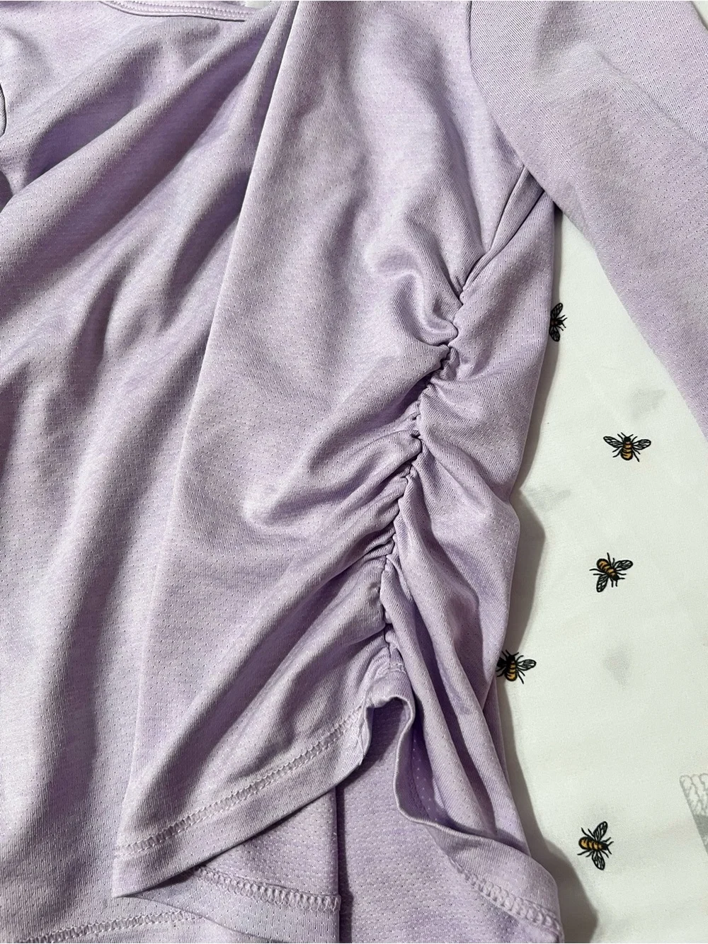 90 Degree By Reflex Lavender Long Sleeve Side-Ruched Knit Top